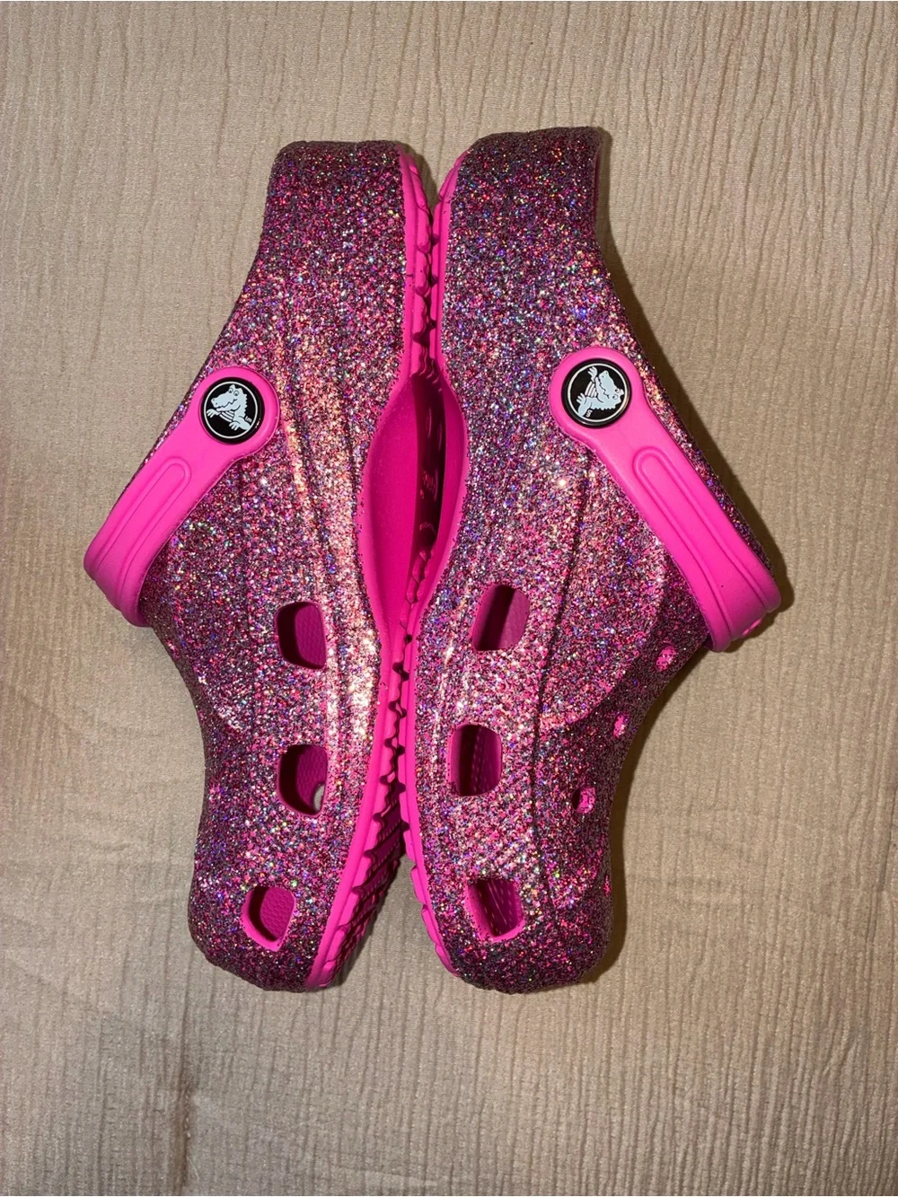 Crocs Kids' Sparkle Clogs in Pink Glam Glitter J3 (Big Kids)